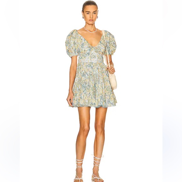 NWOT Agua by Agua Bendita Yellow and Blue Patterned Mini Dress - Picture 6 of 15